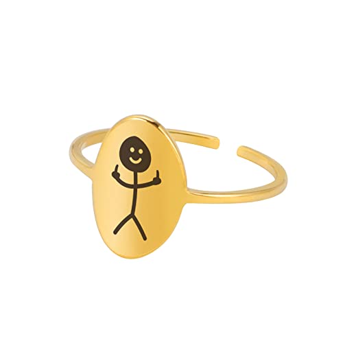 Dreamtimes Funny Smiley Face Figur Gebärdensprache Einstellbare Ringe für Männer Frauen Mittelfinger Niedlich Trendy Ring Geschenk Ring für Paare (Gold) von Dreamtimes