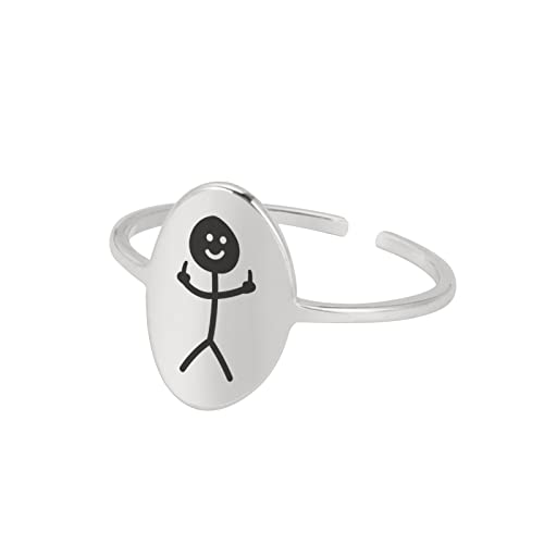 Dreamtimes Funny Smiley Face Figur Gebärdensprache Einstellbare Ringe für Männer Frauen Mittelfinger Niedlich Trendy Ring Geschenk Ring für Paare (Silber) von Dreamtimes