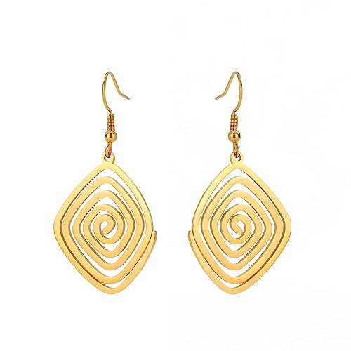 Dreamtimes Geometrische Spirale Ohrringe Geflochtene Wickel Stil Damen Edelstahl Übertriebene Ohrringe Mode Schmuck Geschenk für Frau Freundin Weihnachten (Gold) von Dreamtimes