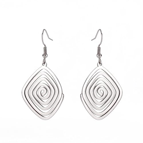 Dreamtimes Geometrische Spirale Ohrringe Geflochtene Wickel Stil Damen Edelstahl Übertriebene Ohrringe Mode Schmuck Geschenk für Frau Freundin Weihnachten (Silber) von Dreamtimes