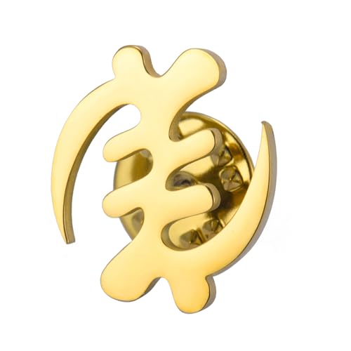 Dreamtimes Gye Nyame Brosche aus hochwertigem Edelstahl mit Adinkra-Symbol – afrikanischer spiritueller Schmuck als Geschenk für Männer und Frauen im traditionellen westafrikanischen Design (Gold) von Dreamtimes
