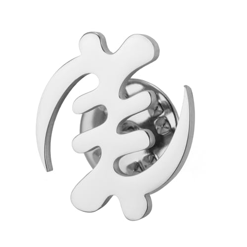 Dreamtimes Gye Nyame Brosche aus hochwertigem Edelstahl mit Adinkra-Symbol – afrikanischer spiritueller Schmuck als Geschenk für Männer und Frauen im traditionellen westafrikanischen Design (Silber) von Dreamtimes