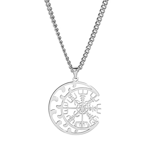 Dreamtimes Halskette mit keltischem Knoten Herz keltische Triquetra Mondgöttin Dreifaltigkeitsknoten Halskette irischer Knoten Schmuck für Damen und Herren (Wikinger-Kompass-S) von Dreamtimes