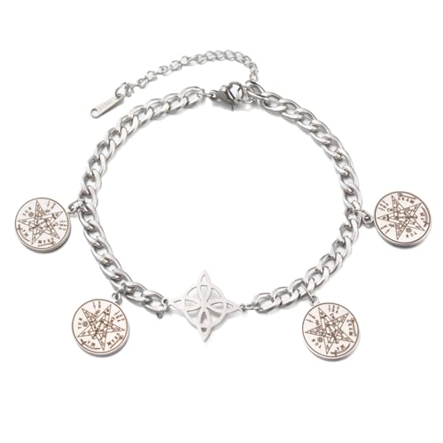 Dreamtimes Hexenknoten-Armband Tetragrammaton-Pentagramm-Armband Edelstahl-Armbänder mit keltischem Knoten für Frauen und Männer Schutzschmuck Hexenamulett und Talisman (Stil -2) von Dreamtimes
