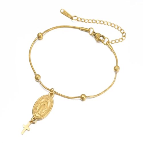 Dreamtimes Jungfrau Maria Armband Rosenkranzperlen Kreuzarmbänder Religiöse Taufe Zierliche Virgen de Guadalupe Armbänder Katholischer Schmuck Geschenke für Sie (Stil 1-G) von Dreamtimes