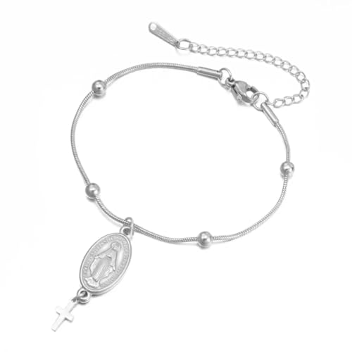 Dreamtimes Jungfrau Maria Armband Rosenkranzperlen Kreuzarmbänder Religiöse Taufe Zierliche Virgen de Guadalupe Armbänder Katholischer Schmuck Geschenke für Sie (Stil 1-S) von Dreamtimes