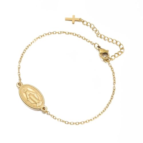 Dreamtimes Jungfrau Maria Armband Rosenkranzperlen Kreuzarmbänder Religiöse Taufe Zierliche Virgen de Guadalupe Armbänder Katholischer Schmuck Geschenke für Sie (Stil 3-G) von Dreamtimes
