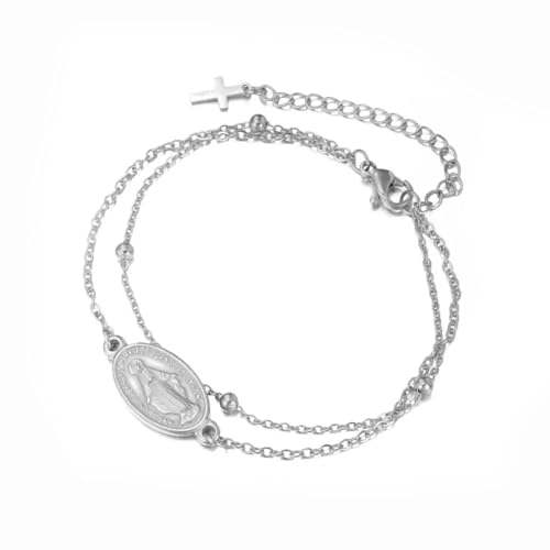 Dreamtimes Jungfrau Maria Armband Rosenkranzperlen Kreuzarmbänder Religiöse Taufe Zierliche Virgen de Guadalupe Armbänder Katholischer Schmuck Geschenke für Sie (Stil 4-S) von Dreamtimes