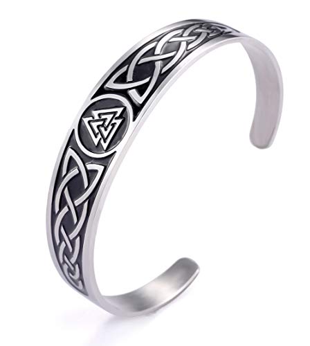 Dreamtimes Keltisches Armband Wikingerarmband für Männer Armreif irischer Schmuck für Damen und Herren Manschetten-Armbänder Edelstahl Vintage-Symbol nordisches Amulett (Odins Symbol) von Dreamtimes