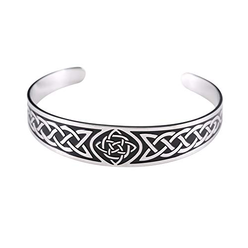 Dreamtimes Keltisches Armband Wikingerarmband für Männer Armreif irischer Schmuck für Damen und Herren Manschetten-Armbänder Edelstahl Vintage-Symbol nordisches Amulett (Quartärer keltischer Knoten) von Dreamtimes