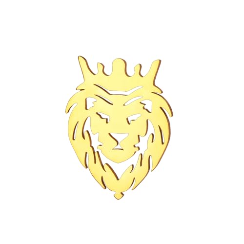 Dreamtimes Löwe mit Königskrone Brosche Anstecknadeln für Männer Punk Tier Edelstahl Brosche Anstecknadeln Herren Krawattenschnalle Modeschmuck Gothic Punk Rock Herren Brosche Anstecknadeln (Gold) von Dreamtimes