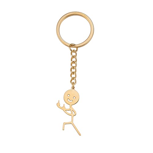 Dreamtimes Lustiges Skelett Smiley kleiner Mann Gebärdensprache Schlüsselanhänger Nette Trend Tasche Auto Schlüssel Anhänger Paar Geschenk Schlüsselanhänger (Gold-3) von Dreamtimes