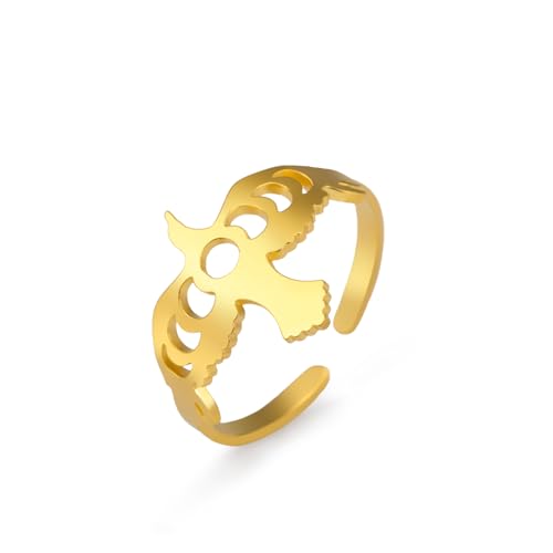 Dreamtimes Mondphase Band Ringe Daumenring für Frauen Männer Vintage Eagle Stapelbarer Ringe Offener Verstellbarer Statement Ringe Mondphase Minimalistischer Finger Ringe (Gold) von Dreamtimes