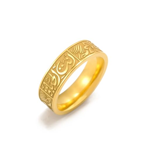 Dreamtimes Muslim Allah Islam Ring für Männer Frauen Lotus Blumen Ringe Edelstahl Arabisch Buchstabe Band Ringe Religiöse Allah Ringe (Gold-13) von Dreamtimes
