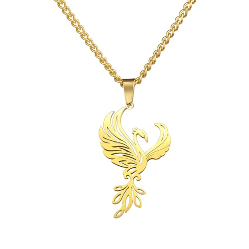 Dreamtimes Phoenix Halsketten für Frauen Männer Halskette mit geometrischem Tier-Anhänger Halskette mit natürlichem Tier-Anhänger Halskette mit Vogel-Anhänger Charme Schmuck Geschenk (Gold) von Dreamtimes