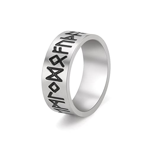 Dreamtimes Runen Ring Vegvisir Ring aus Edelstahl Ring Runen für Ältere Futhark-Runen nordische Ringe Mythologie Asgard Wikinger religiöse Ringe Amulett Talisman-Schmuck von Dreamtimes