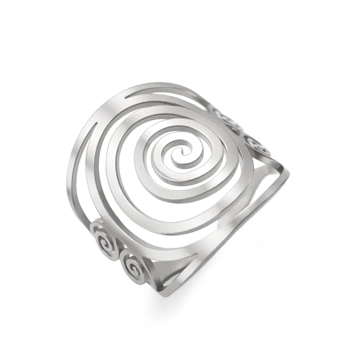 Dreamtimes Runde Spirale Ringe für Frauen Wirbel Geometrischer Ringe Spirale Wirbel Ringe Geflochtene Wrap Style Frauen Edelstahl Übertrieben Einstellbare Daumen Offener Ringe Modeschmuck von Dreamtimes