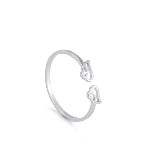 Dreamtimes Schlangenringe verstellbarer Ring für Frauen Fuchsring Edelstahl Katze Hundepfote Engelsflügel Ring einfach entzückend Tier Fingerschmuck Paarringe (Engelsflügel) von Dreamtimes