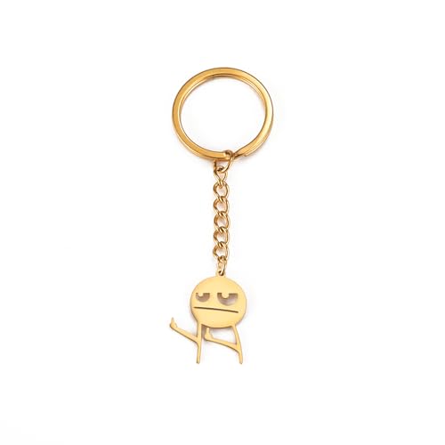 Dreamtimes Skelett Smiley kleiner Mann Zeichensprache Schlüsselanhänger Finger Medium Stickman Schlüsselanhänger Scornful kleiner Mann Schlüsselanhänger (Gold) von Dreamtimes