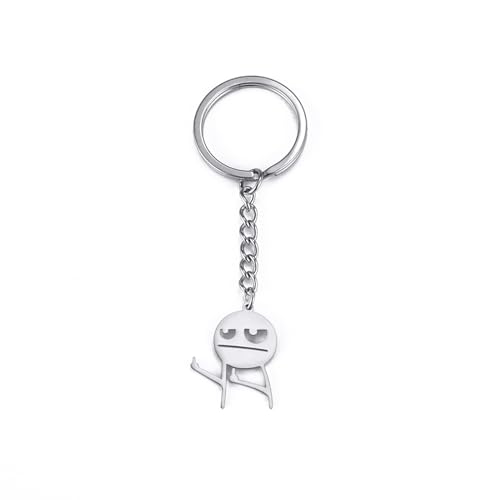 Dreamtimes Skelett Smiley kleiner Mann Zeichensprache Schlüsselanhänger Finger Medium Stickman Schlüsselanhänger Scornful kleiner Mann Schlüsselanhänger (Silber) von Dreamtimes