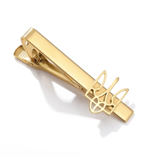Dreamtimes Ukrainisches Symbol Krawattenklammer Ukrainische Krawattenspange für Männer Ukraine Dreizack inspiriert Schmuck Ukraine Erinnerung Krawattenklammer Patriotisches Geschenk (Gold) von Dreamtimes
