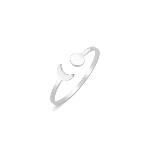 Dreamtimes Vintage Mondphase Ring Hochzeit Band für Frauen Stacking Band Minimalist Finger Ring Edelstahl einstellbar Daumen offen Ring Geschenk für Frau Freundin Weihnachten Tag (Stil1-S) von Dreamtimes