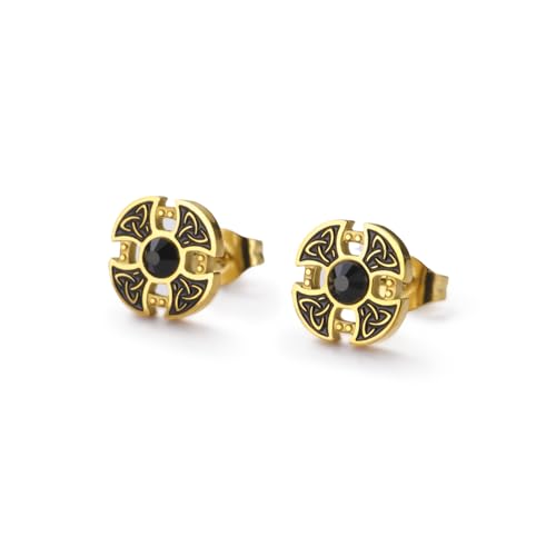 Dreamtimes Wikinger Keltischer Knoten Kreuz Ohrringe für Frauen Männer Edelstahl Wikinger Ohrstecker Kreuz Ohrstecker Irischer Schmuck Geschenke (Gold) von Dreamtimes