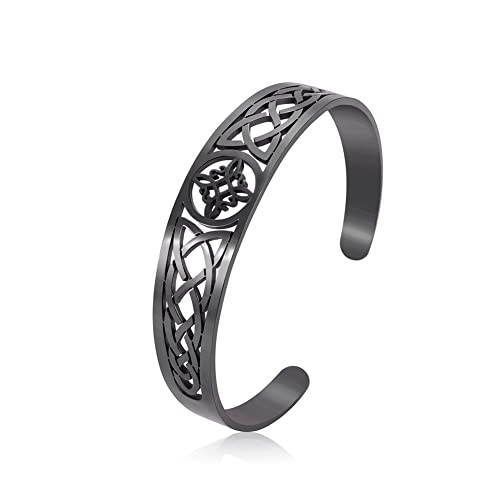 Dreamtimes Witch Knot Armband für Frauen Edelstahl einstellbar offen Manschette Armreif keltischen quaternären Wiccan Hexen Knoten Armband Witchcraft Amulett Schmuck für Männer von Dreamtimes