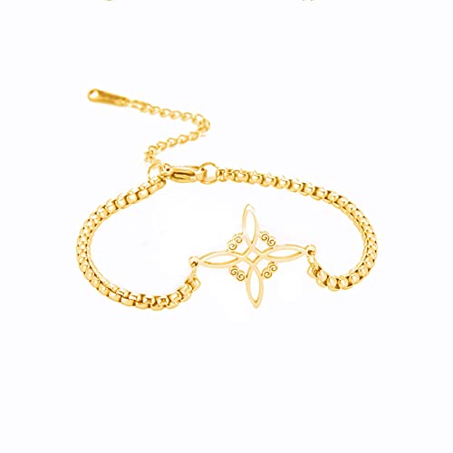 Dreamtimes Witch Knot Charm Armband Silber Farbe Hexe Armband für Frauen keltischen Knoten Armband Hexen Knoten Schutz Amulett Triquetra Armband Wiccan Schmuck Satanic Armband (Gold) von Dreamtimes