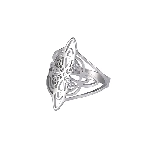 Dreamtimes Witch Knot Ring für Frauen Edelstahl Bar Ringe Keltisch Quaternary Witchcraft Witch Knot Ring Witchcraft Amulett Geschenkschmuck (8) von Dreamtimes