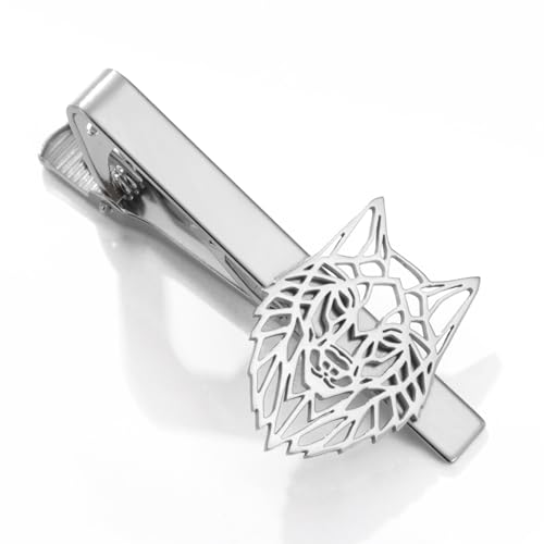 Dreamtimes Wolfskopf-Krawattenklammer Wikinger-Wolfskrawattenklammern für Herren Edelstahl-Krawattennadel Krawattenverschluss Nordischer Schmuck Geschenke (Silber) von Dreamtimes