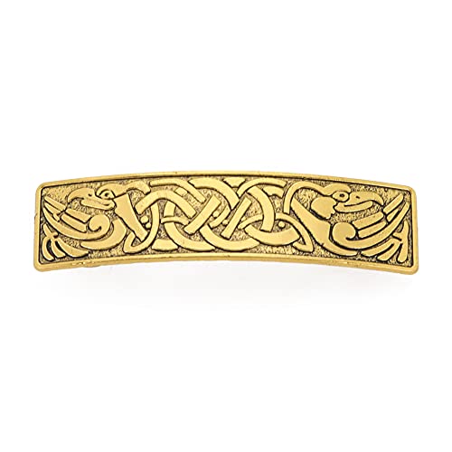 Dreamtimes fliegende Vögel Kraniche Haarspange Große Metallspange Französische Haarspange Viking Celtic Knot Schutz Haarspange Geschenk für Frauen Wikinger Haarschmuck (fliegende Vögel-Gold) von Dreamtimes