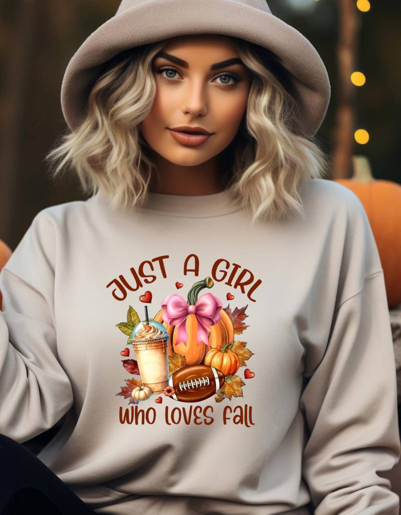Halloween Sweatshirt, Pullover, Herbst Pullover - "Just A Girl Who Loves Fall" Design, Perfektes Herbstgeschenk von DreamyDesignPrint