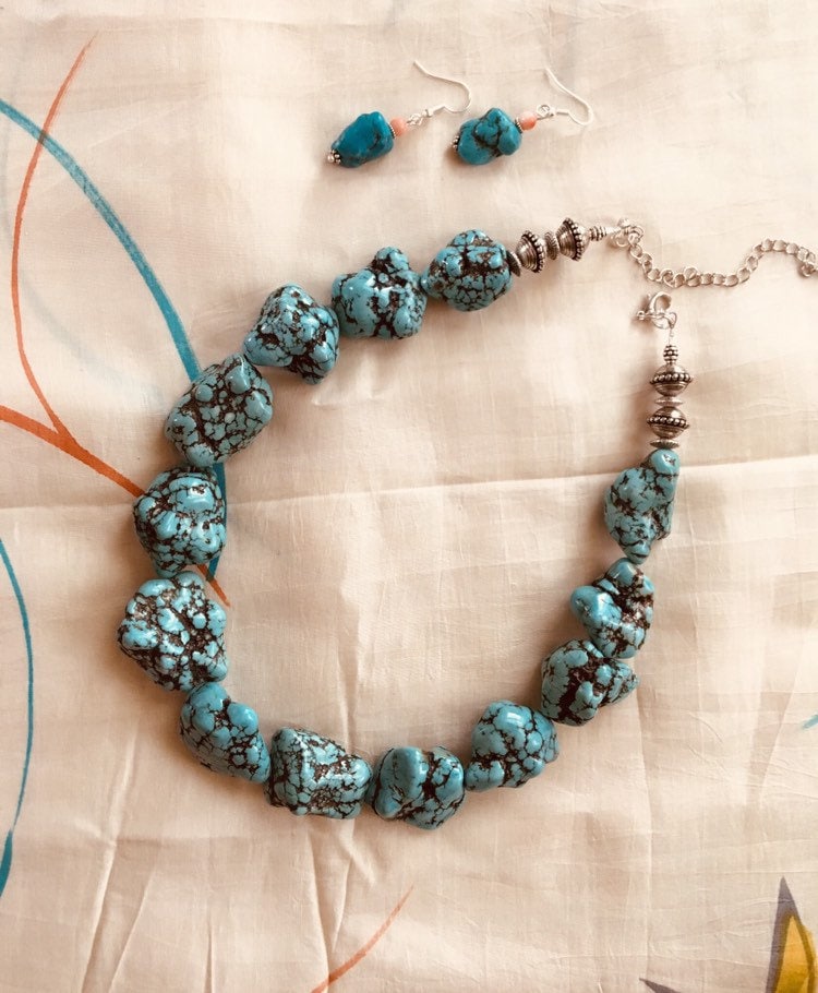 Türkis Halskette, Chunky Silber Statement-Halskette von DreamzBoutique