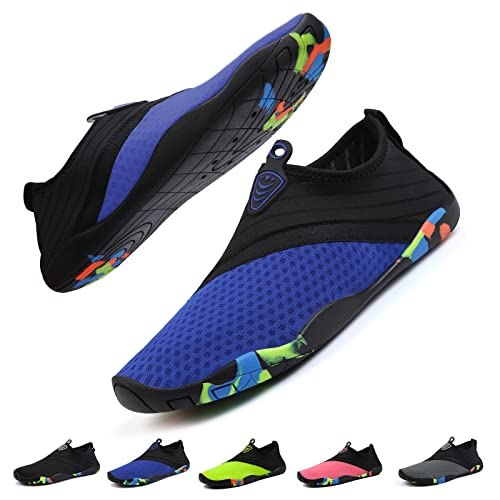 DRECAGE Barfußschuhe Damen Herren Badeschuhe Schnell Trocknend Wasserschuhe Schwimmschuhe rutschfest Atmungsaktiv Strandschuhe für Wassersport Gr.35-45Blau 37 EU von DRECAGE