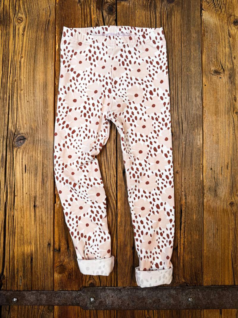 Leggins Jersey in Weiß Mit Rosa Blumen - Frühlingshose Für Mädchen von DreckspatzShop