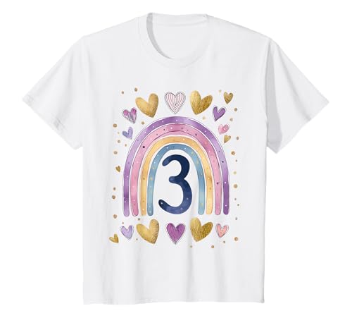 Kinder Ich Bin DREI 3 Jahre Regenbogen Mädchen Dritter Geburtstag T-Shirt von Drei Jahre 3 Jahre Geburtstag Regenbogen Mädchen