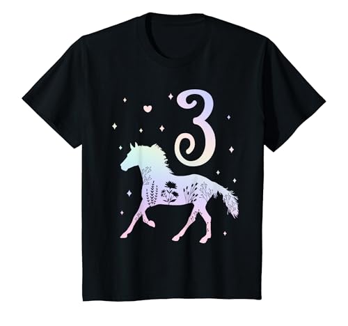 Kinder Ich bin drei 3 Jahre alt Pferd Mädchen Dritter Geburtstag T-Shirt von Drei Jahre Pferd 3 Jahre alt Geburtstag Regenbogen