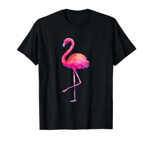 Dreieck Tier Rosaflamingo Pink Flamingo Sommer T-Shirt Damen Schwarz S von Dreieck Tier