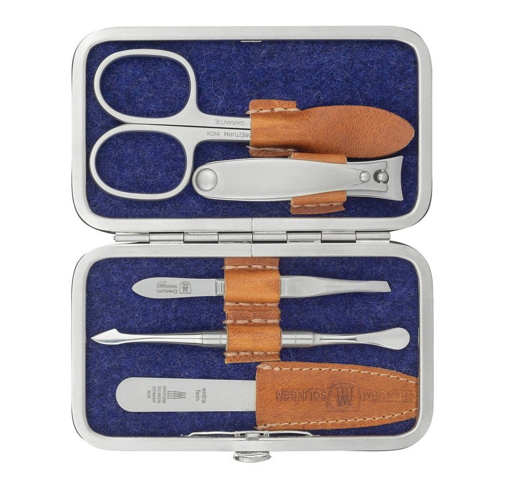 Dreiturm Solingen Maniküre-Etui Maniküreetuis aus echtem Wildleder & Filz – Modell Loden blau, 1 tlg. von Dreiturm Solingen