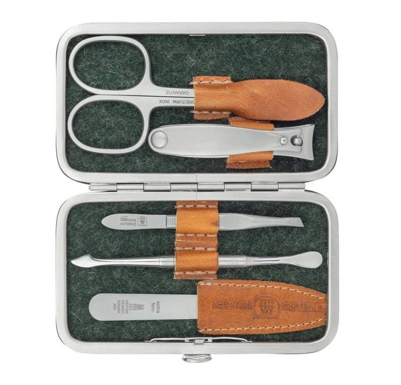 Dreiturm Solingen Maniküre-Etui Maniküreetuis aus echtem Wildleder & Filz – Modell Loden - grün, 1 tlg. von Dreiturm Solingen