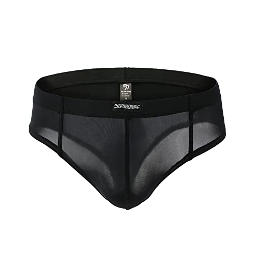 Drelaar Herren Low Rise Semi-Transparent Unterwäsche Slip Weich Bequem Unterhose, Schwarz , L von Drelaar