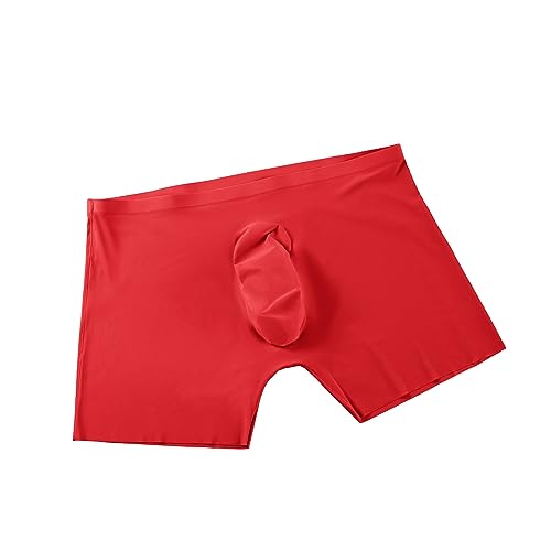 Drelaar Herren Nahtlose Boxershorts Ultra Soft Ice Silk Stretchy Unterwäsche Trunks, rot, XL von Drelaar