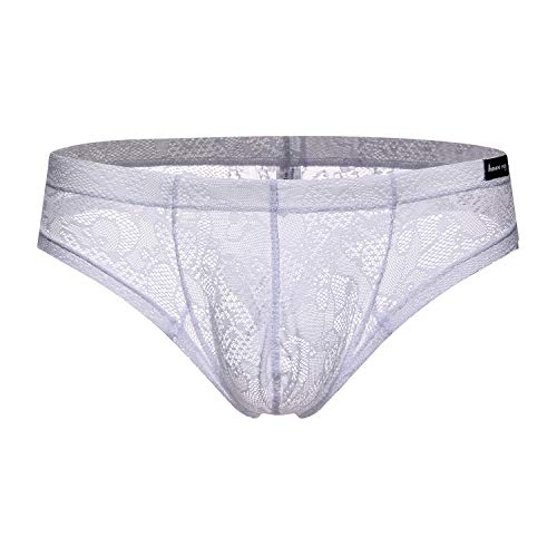 Drelaar Herren Weiche Spitze Unterwäsche Slip Sexy Bikini Tangas, weiß, M von Drelaar