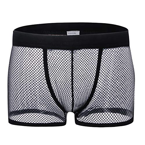 Drelaar Herren atmungsaktive durchsichtige Netz-Unterwäsche Boxershorts, Schwarz , L von Drelaar