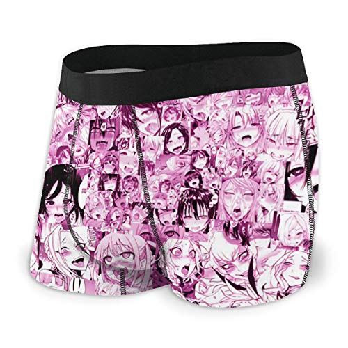 Drempad Herren Boxershorts,Unterwäsche Unterhosen, Ahegao Hentai Anime Face Boxer Briefs for Men, Funny Anime 3D Printed Underwear Underpants von Drempad