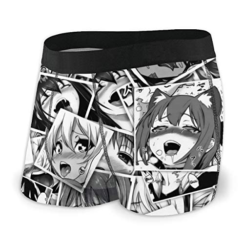 Drempad Herren Boxershorts,Unterwäsche Unterhosen, Ahegao Hentai Anime Face Boxer Briefs for Men, Funny Anime 3D Printed Underwear Underpants von Drempad