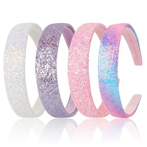 4 Stück Glitzer Stirnbänder für Mädchen, Buntes Haarband, Breite Dicke Stirnband Damen, Glitzer-Pailletten Haarreif, Modisch Stirnbänder, Haarschmuck für Mädchen Damen tägliches Accessoire 4 Stück Glitzer Stirnbänder für Mädchen, Buntes Haarband, Breite Dicke Stirnband Damen, Glitzer-Pailletten Haarreif, Modisch Stirnbänder, Haarschmuck für Mädchen Damen tägliches Accessoire von Drepint