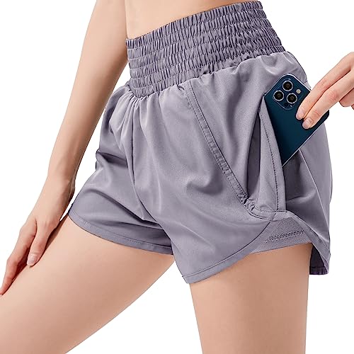 Dresime 2in1 Kurze Sporthose Damen Sport Shorts Sommer mit Radlerhose, Laufhose Kurz Hose Leggings mit Verstecken Taschen High Waist Schnell Trocknend Gym Running Fitness Hotpants von Dresime