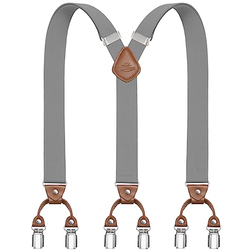 Dresime Hosenträger Herren Hosenträger für Hosen mit 6 starken Metallclips, Y-Rücken verstellbare Hosenträger Hosenträger Heavy Duty elastische Herren Hosenträger von Dresime